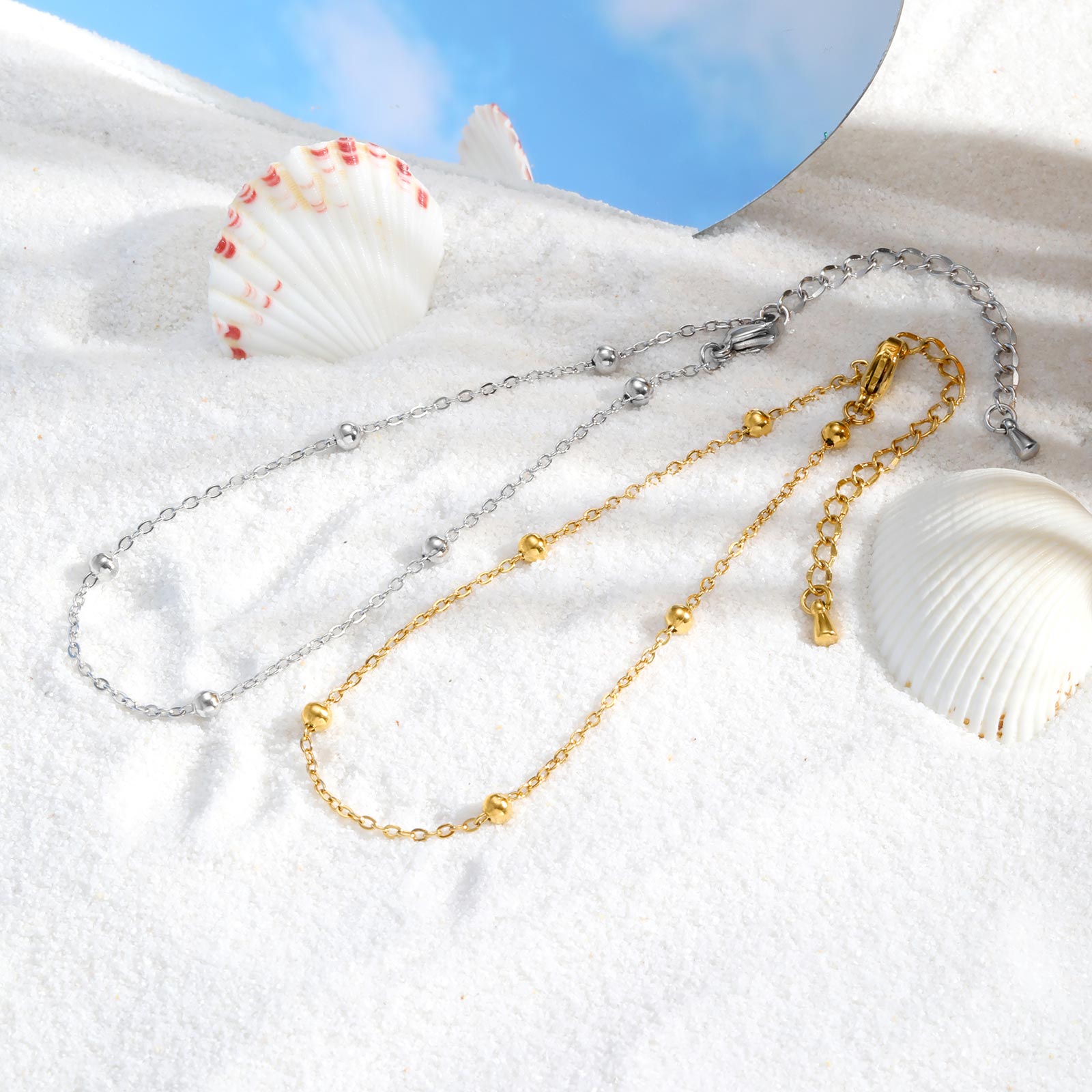 Tobillera de cadena con cuenta - Jc Jewelry & Watches Photos reseña y precio