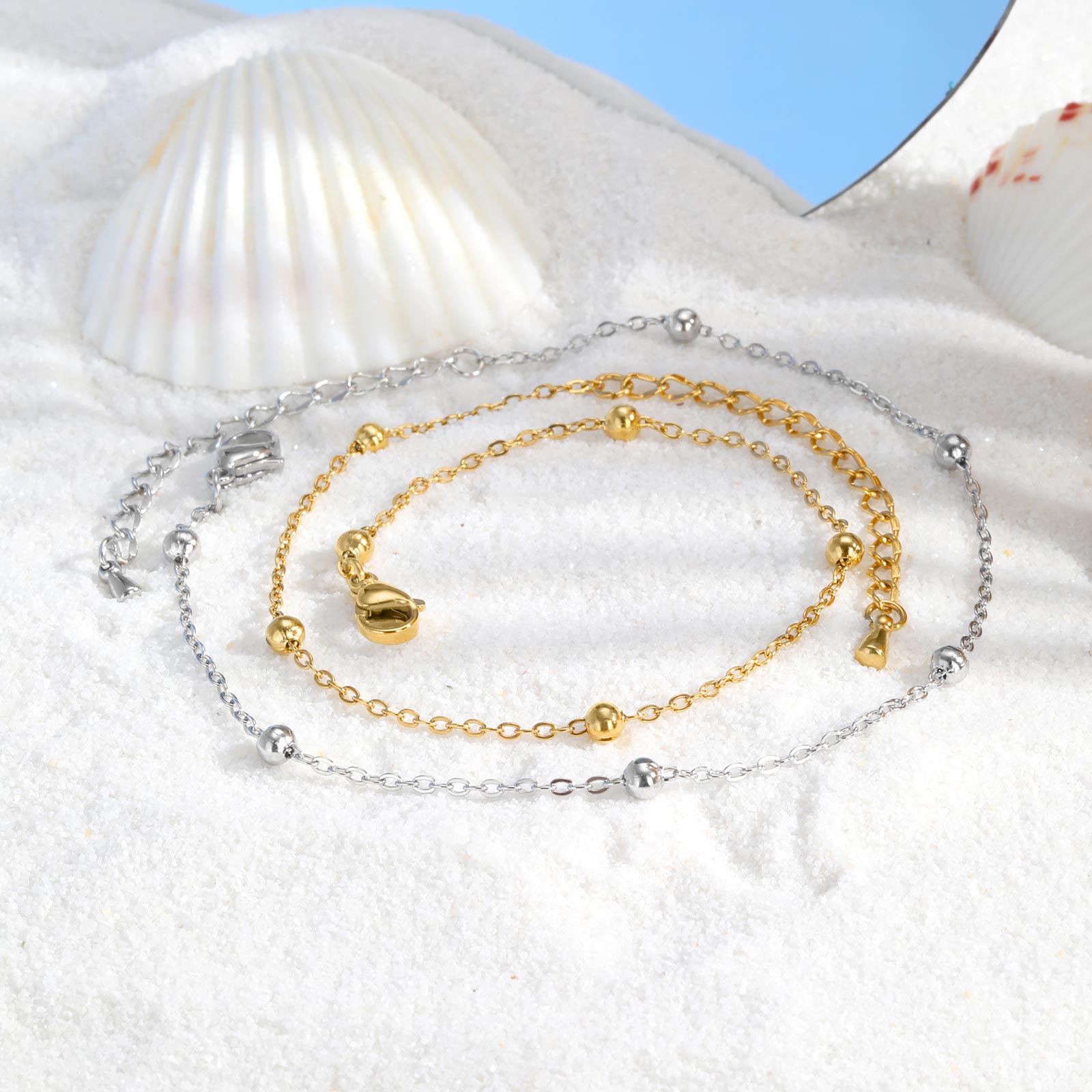 Tobillera de cadena con cuenta - Jc Jewelry & Watches Photos reseña y precio